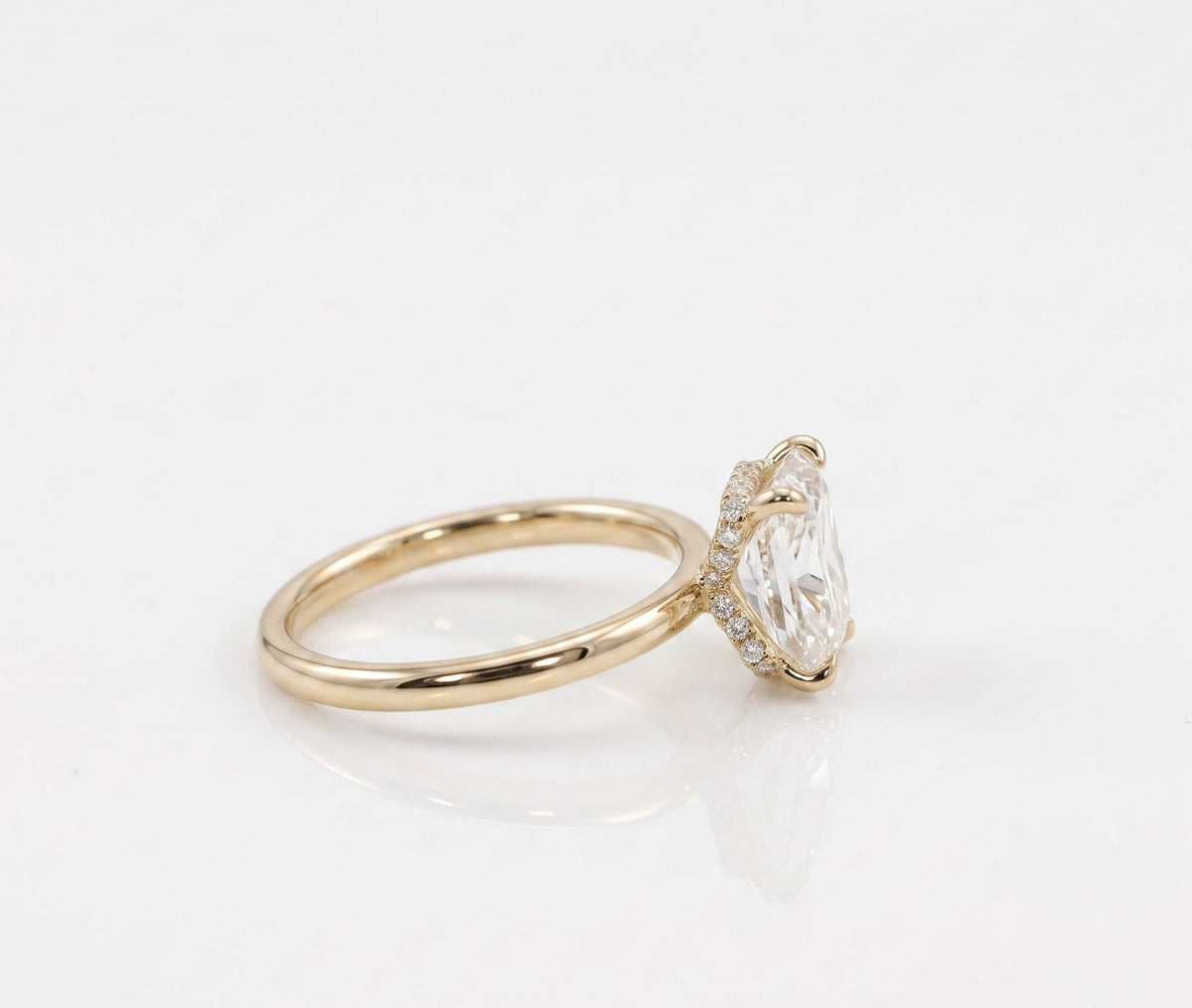 2.5 CT Radiant Hidden Halo Moissanite Engagement Ring
