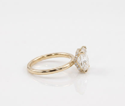 2.5 CT Radiant Hidden Halo Moissanite Engagement Ring