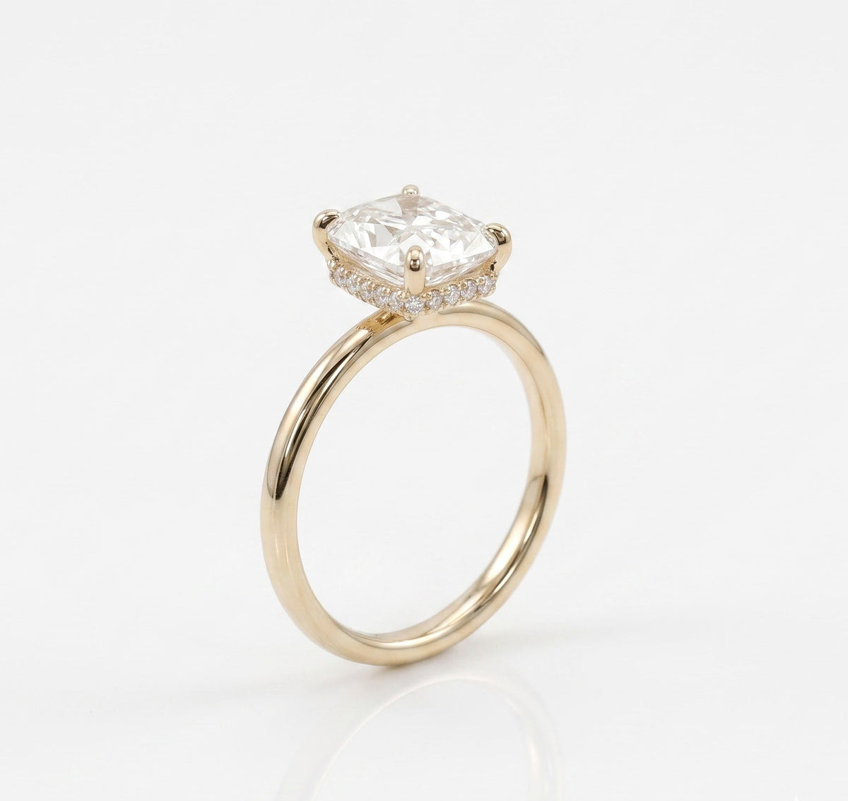 2.5 CT Radiant Hidden Halo Moissanite Engagement Ring