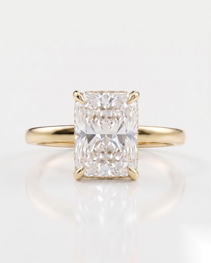 2.5 CT Radiant Hidden Halo Moissanite Engagement Ring
