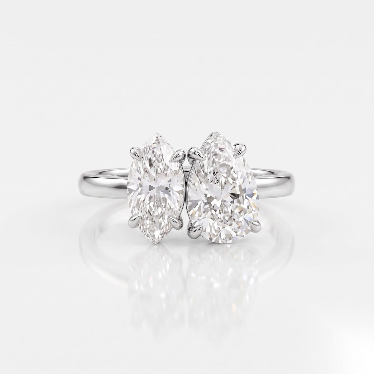 1.5 CT Pear Toi Et Moi Moissanite Engagement Ring