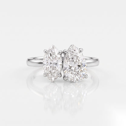 1.5 CT Pear Toi Et Moi Moissanite Engagement Ring