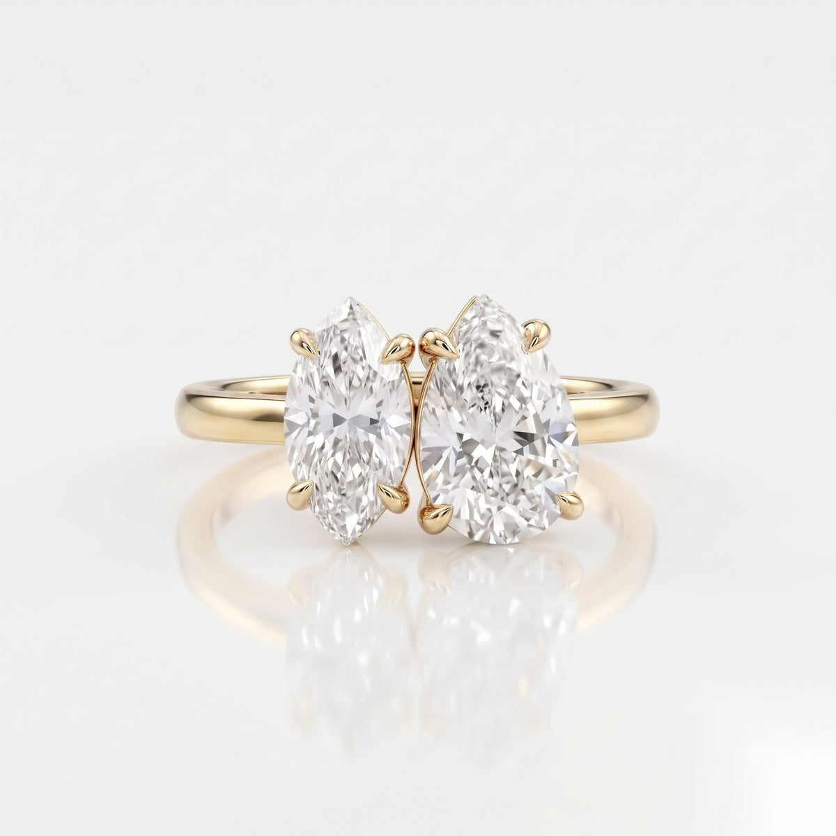1.5 CT Pear Toi Et Moi Moissanite Engagement Ring