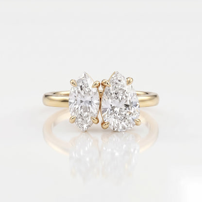 1.5 CT Pear Toi Et Moi Moissanite Engagement Ring