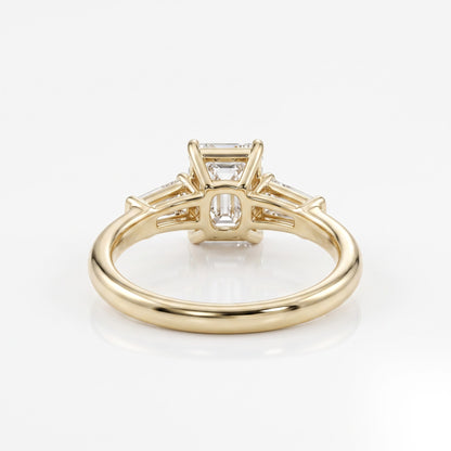 1.5 CT Emerald Three Stone Moissanite Engagement Ring