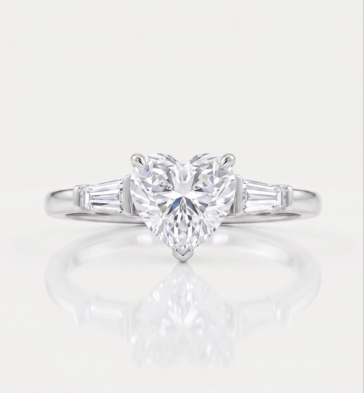 2 CT Heart Three Stone Moissanite Engagement Ring