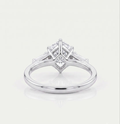 2 CT Heart Three Stone Moissanite Engagement Ring
