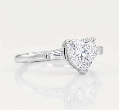 2 CT Heart Three Stone Moissanite Engagement Ring