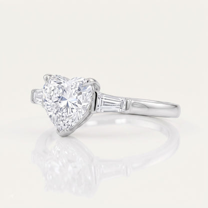 2 CT Heart Three Stone Moissanite Engagement Ring