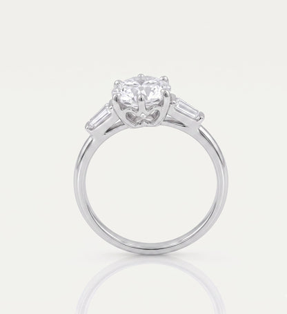 2 CT Heart Three Stone Moissanite Engagement Ring