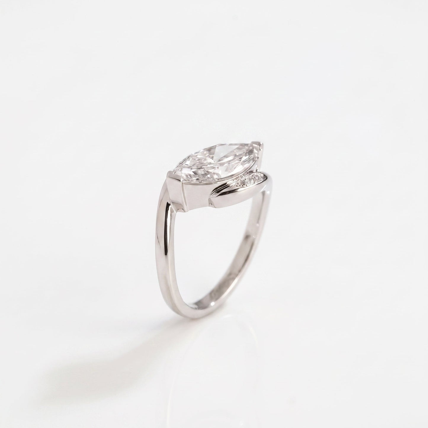2 CT Marquise Pave Lab Grown Engagement Ring