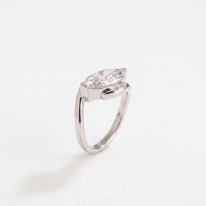 2 CT Marquise Pave Lab Grown Engagement Ring