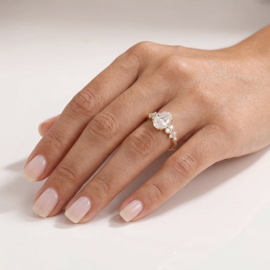 2 CT Marquise Pave Lab Grown Engagement Ring