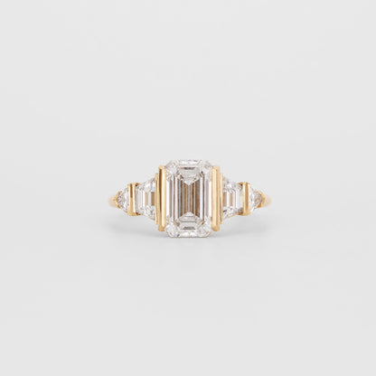 2.31 CT Emerald Cluster Moissanite Engagement Ring