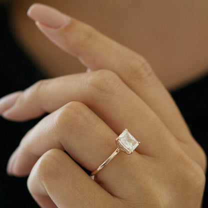 2.43 CT Radiant Hidden Halo Moissanite Engagement Ring