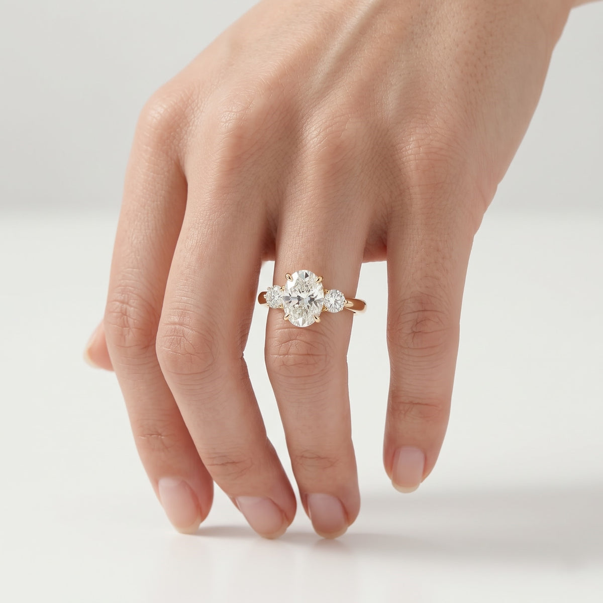 2 CT Oval Three Stone Moissanite Engagement Ring