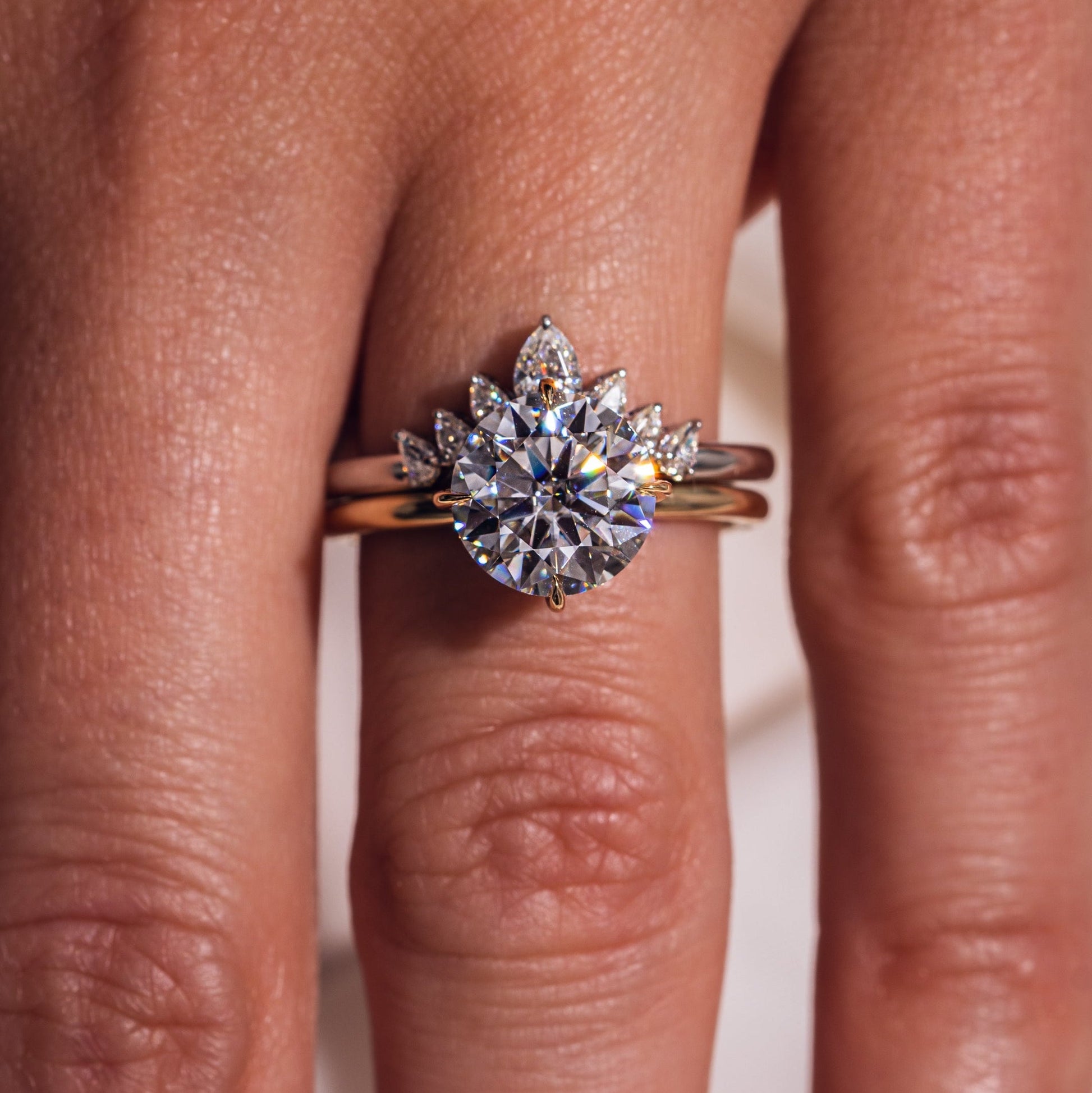 0.34 TCW Pear Curved Moissanite Wedding Band
