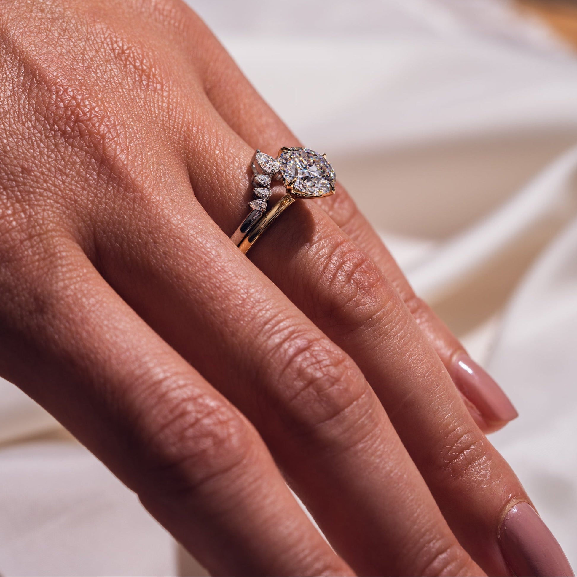 0.34 TCW Pear Curved Moissanite Wedding Band
