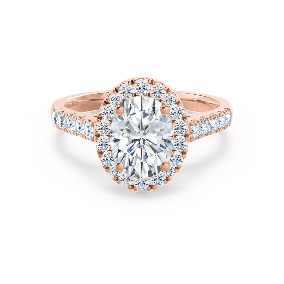 1.5 CT Oval Halo & Pave Moissanite Engagement Ring