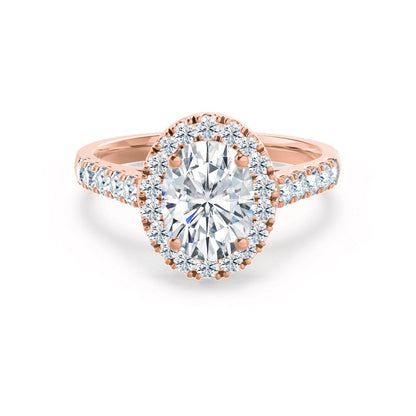 1.5 CT Oval Halo & Pave Moissanite Engagement Ring