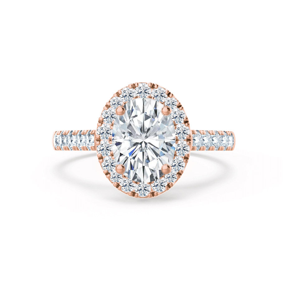 1.5 CT Oval Halo & Pave Moissanite Engagement Ring