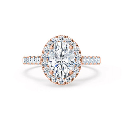 1.5 CT Oval Halo & Pave Moissanite Engagement Ring