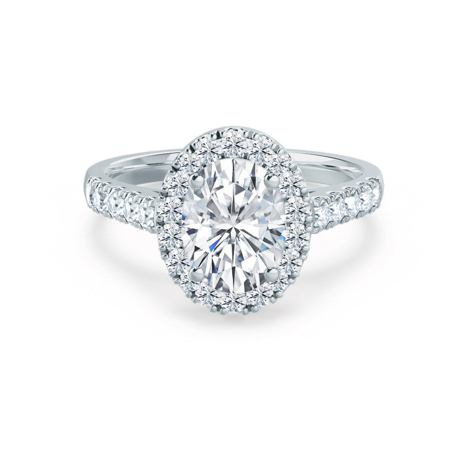 1.5 CT Oval Halo & Pave Moissanite Engagement Ring