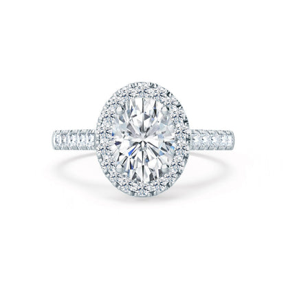 1.5 CT Oval Halo & Pave Moissanite Engagement Ring