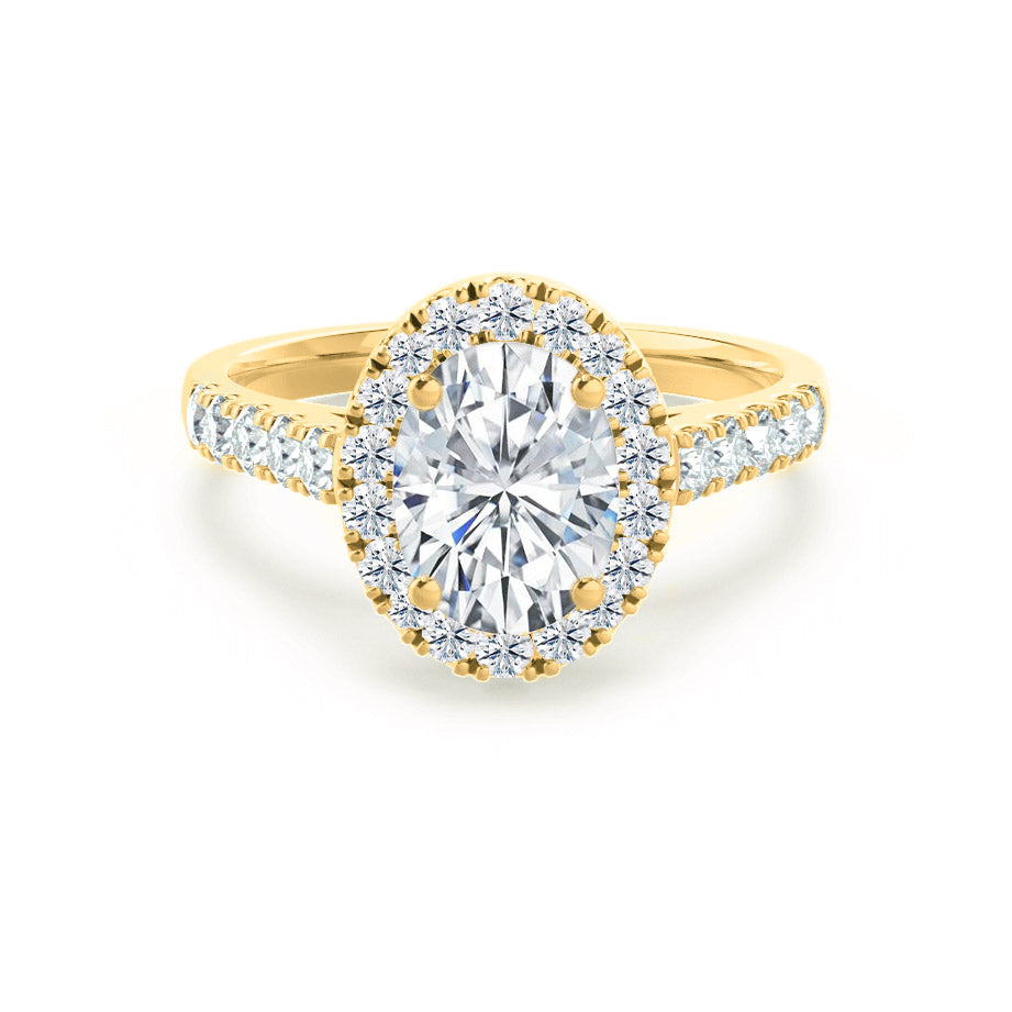 1.5 CT Oval Halo & Pave Moissanite Engagement Ring