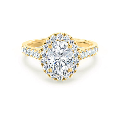 1.5 CT Oval Halo & Pave Moissanite Engagement Ring