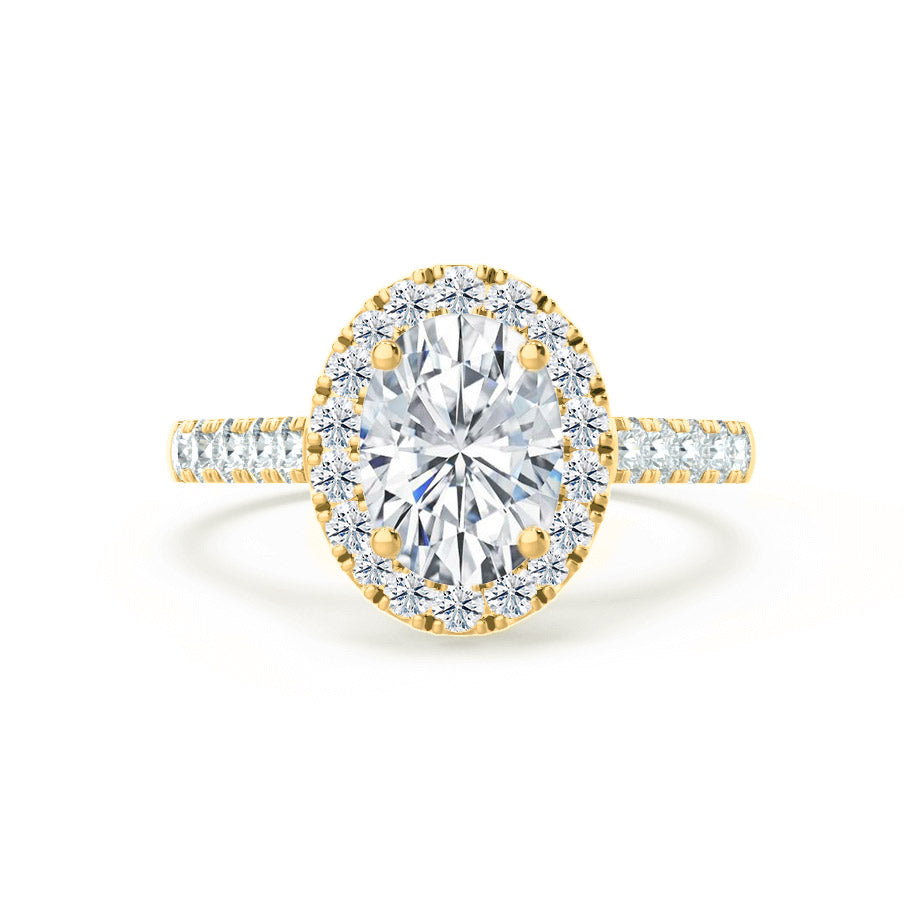 1.5 CT Oval Halo & Pave Moissanite Engagement Ring
