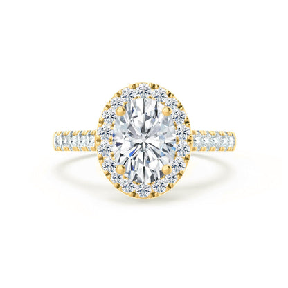 1.5 CT Oval Halo & Pave Moissanite Engagement Ring