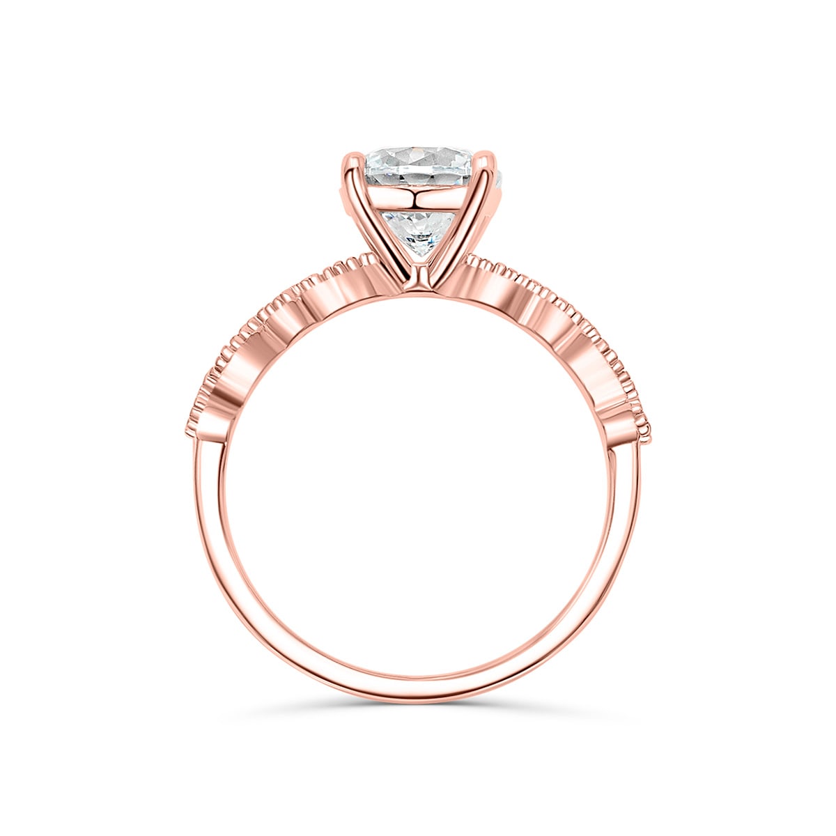 1.5 CT Round Pave Moissanite Engagement Ring