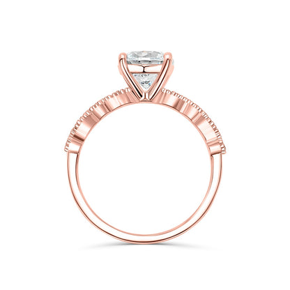 1.5 CT Round Pave Moissanite Engagement Ring