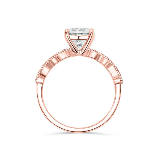 1.5 CT Round Pave Moissanite Engagement Ring