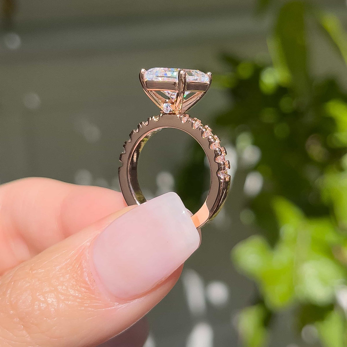 1.2 CT Radiant Pave Moissanite Engagement Ring