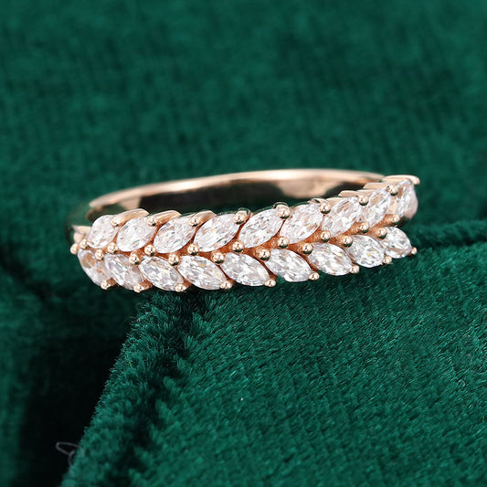 0.51 TCW Marquise Half Eternity Moissanite Wedding Band
