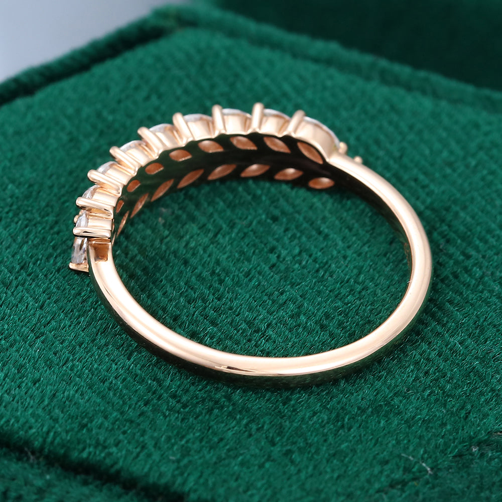 0.51 TCW Marquise Half Eternity Moissanite Wedding Band