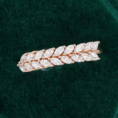 0.51 TCW Marquise Half Eternity Moissanite Wedding Band
