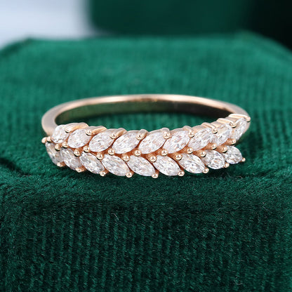 0.51 TCW Marquise Half Eternity Moissanite Wedding Band