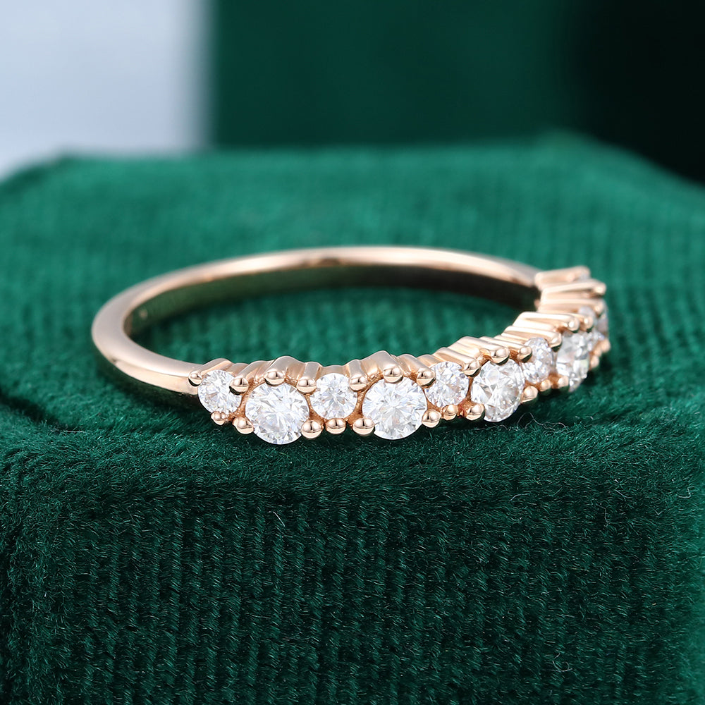 0.46 TCW Round Half Eternity Moissanite Wedding Band