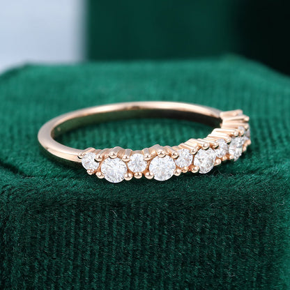 0.46 TCW Round Half Eternity Moissanite Wedding Band