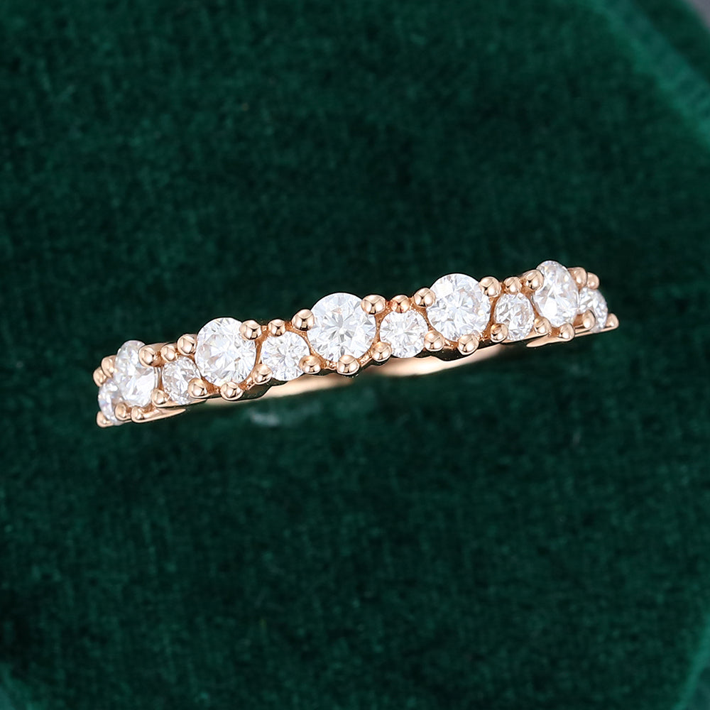 0.46 TCW Round Half Eternity Moissanite Wedding Band