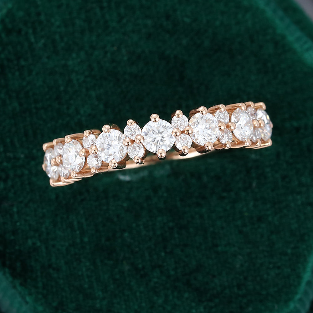 0.65 TCW Round Half Eternity Moissanite Wedding Band