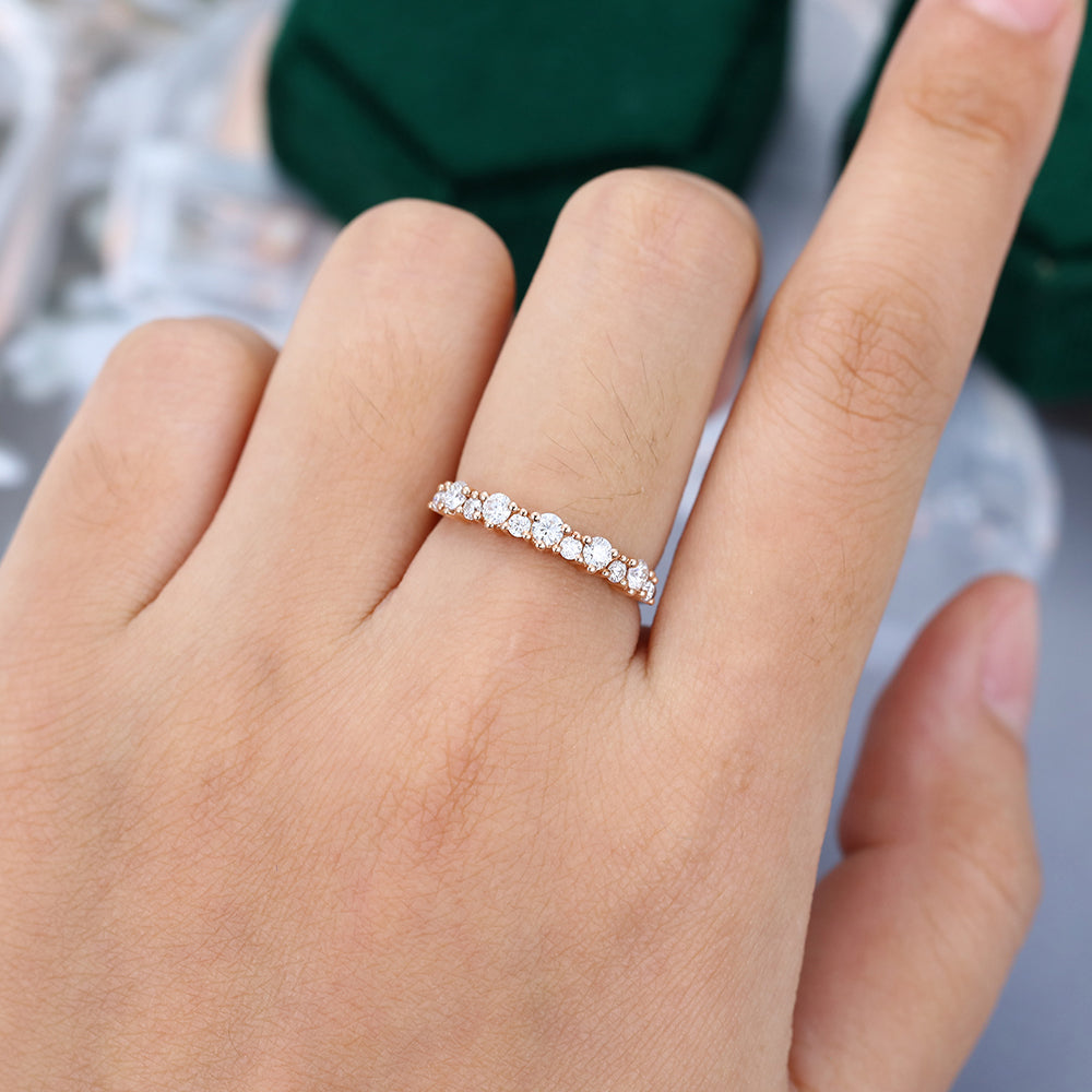 0.46 TCW Round Half Eternity Moissanite Wedding Band
