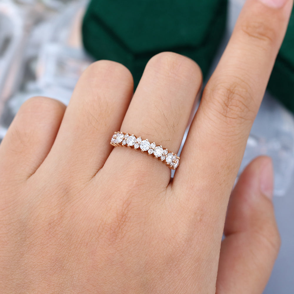 0.65 TCW Round Half Eternity Moissanite Wedding Band