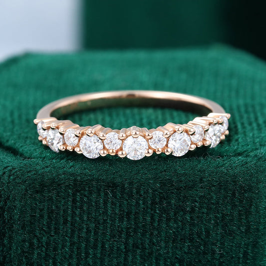 0.46 TCW Round Half Eternity Moissanite Wedding Band