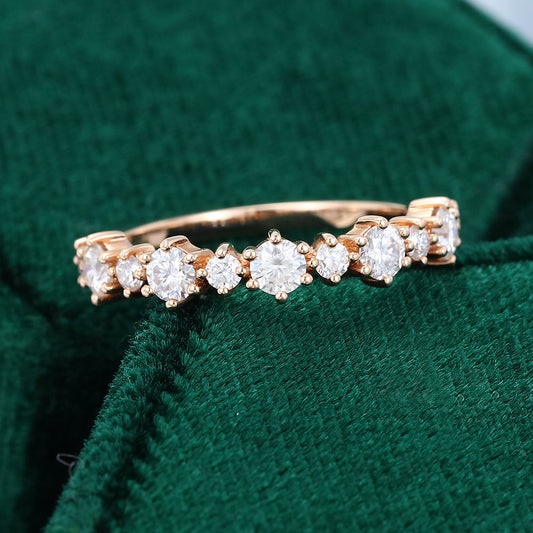 0.65 TCW Round Half Eternity Moissanite Wedding Band