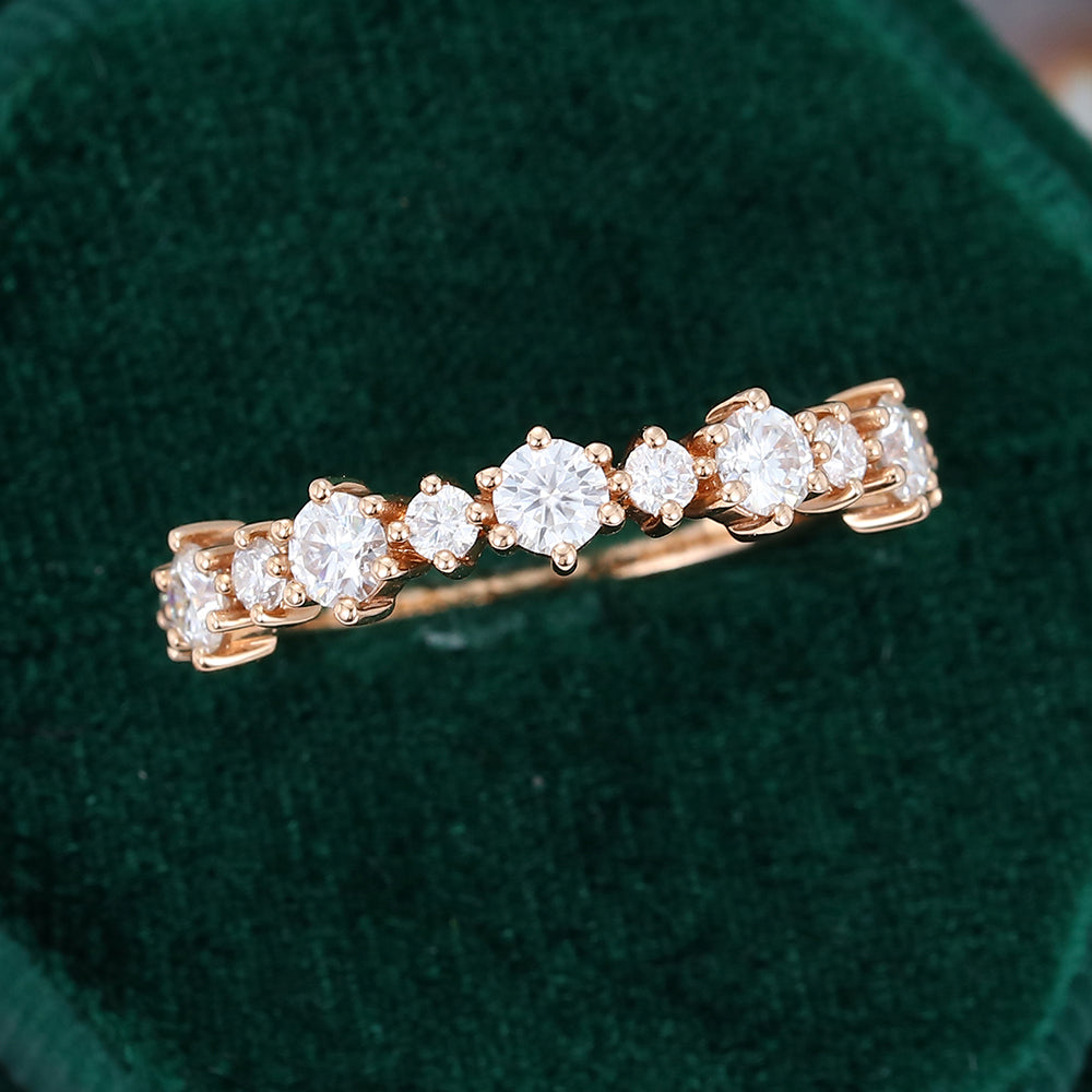 0.65 TCW Round Half Eternity Moissanite Wedding Band