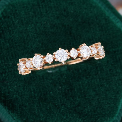 0.65 TCW Round Half Eternity Moissanite Wedding Band